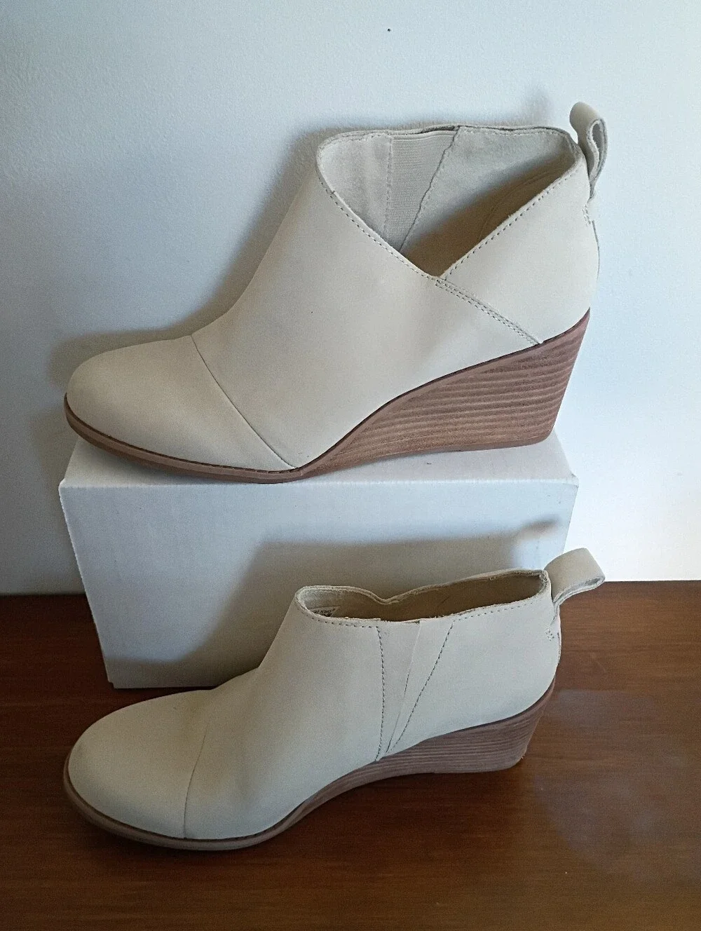 Toms Women’s Cream Wedge Ankle Booties - Stylish Everyday Comfort